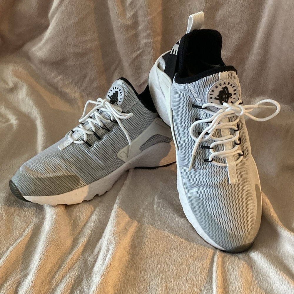 Nike Women's Air Huarache Run Ultra 819151-100 White Gray Sneaker Shoes Size 10